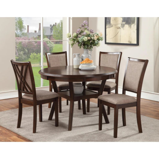 Carmel Round Dining Table with 4 Chairs by Linon Home Decor - Brown/Beige