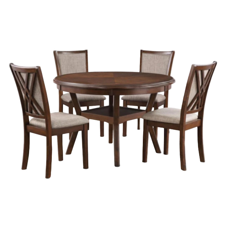 Carmel Round Dining Table with 4 Chairs by Linon Home Decor - Brown/Beige