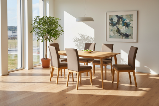 Opus Dinner Table with 6 Orlene Dinning Chairs