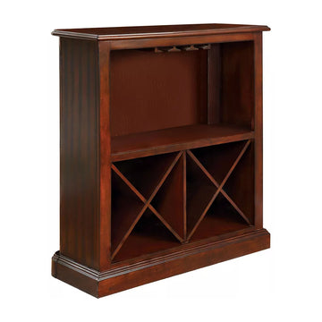 Voltaire Standing Bar Table with Wine Rack by Furniture of America - Brown