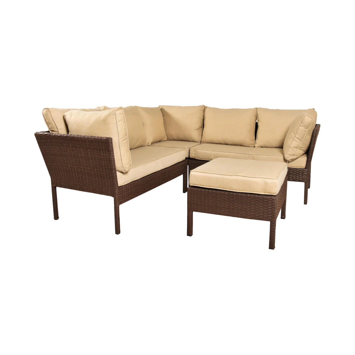 Bundle: Fiji (4-Piece) Patio Sectional Sofa Set by Best Home - Brown + Alpine Cuisine Charcoal BBQ Grill with Wheels - Red + Igloo Profile II 30 quarts Cooler - Red