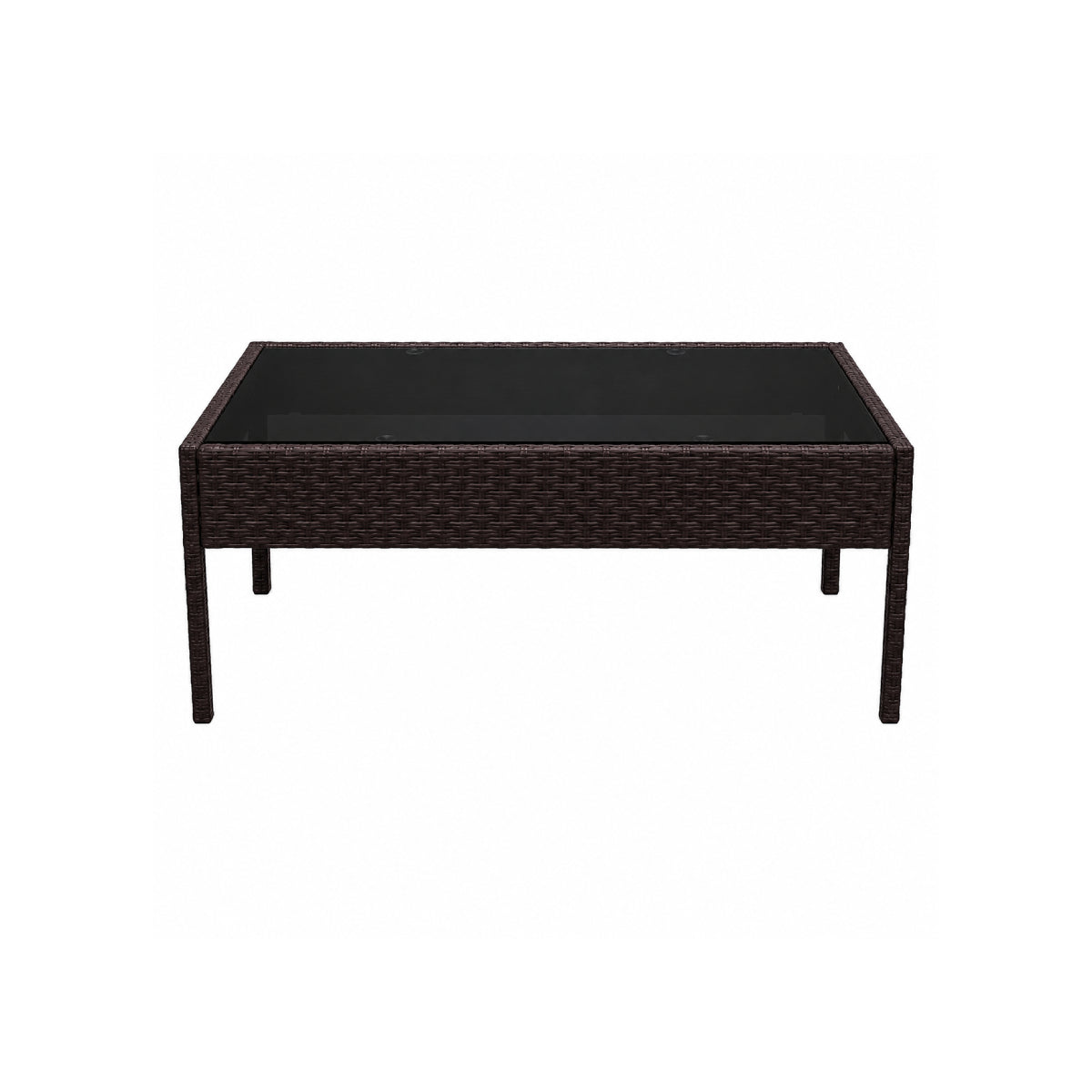 Conjunto de patio de ratán Ibiza de 4 piezas con sofá de dos plazas, sillas individuales y mesa de centro de Ningbo Ego International Co. Ltd - Marrón