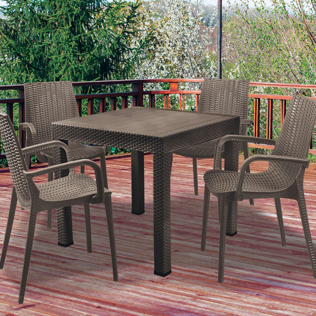 Mesa de comedor de exterior Malta con 4 sillas de Ningbo Ego International Co. Ltd - Marrón