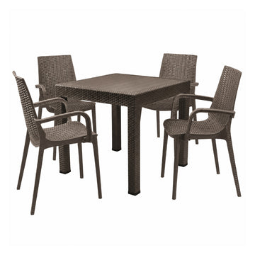 Mesa de comedor de exterior Malta con 4 sillas de Ningbo Ego International Co. Ltd - Marrón