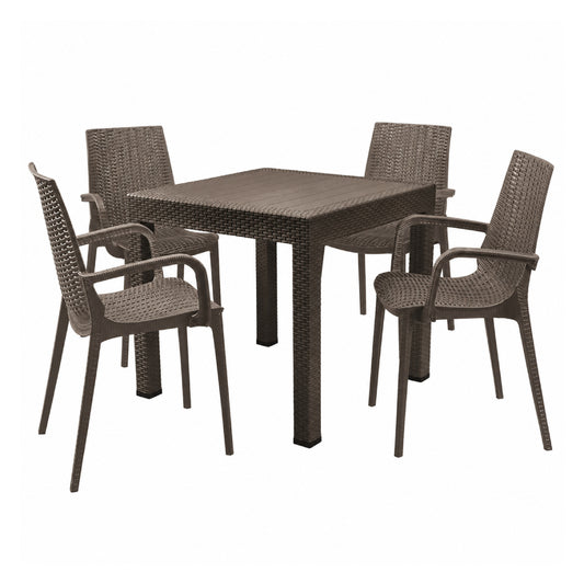 Malta Outdoor Dining Table with 4 Chairs by Ningbo Ego International Co. Ltd - Brown
