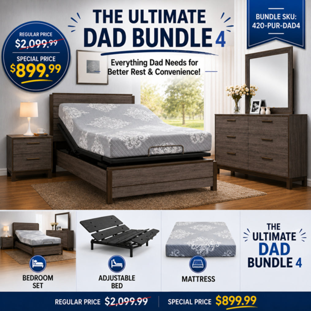 Bundle: Blake (4-Piece) Bedroom Set by Best Home - Brown + COSMO Sydney Queen Adjustable Bed by Best Home + SilverRest Topaz Plush Mattress