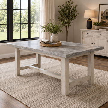 Mesa de comedor Canova de 78" con cubierta de mármol de Steve Silver Company - Gris