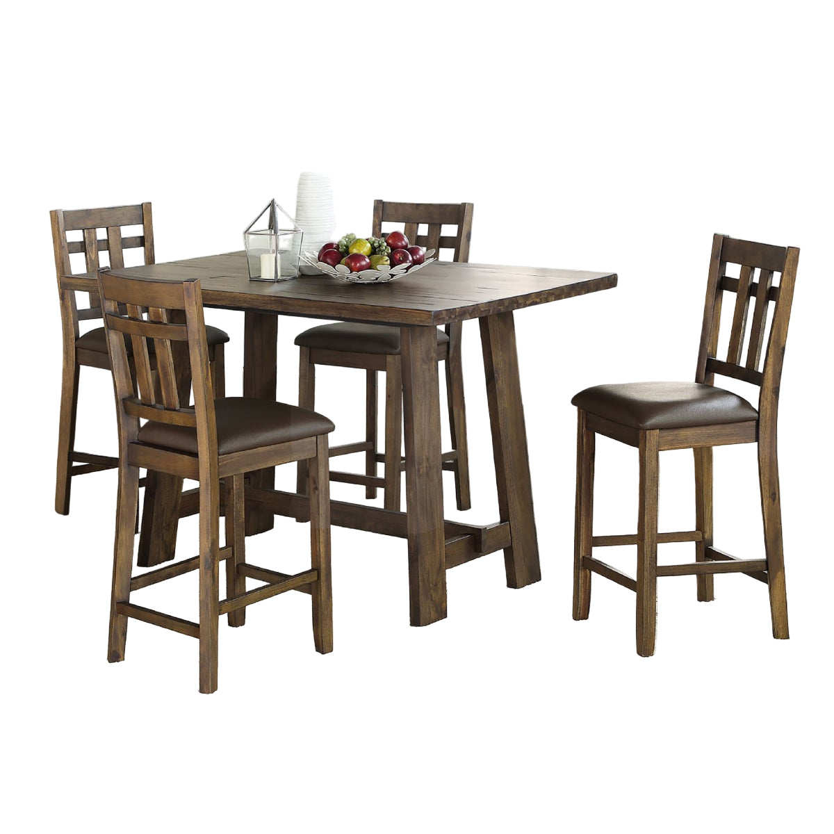 Sendai Dining Table with 4 Chairs by Steve Silver Company - Brown
