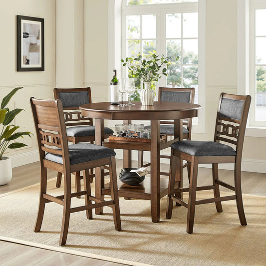 Pasadena Counter Height Table with 4 Chairs - Brown/Gray