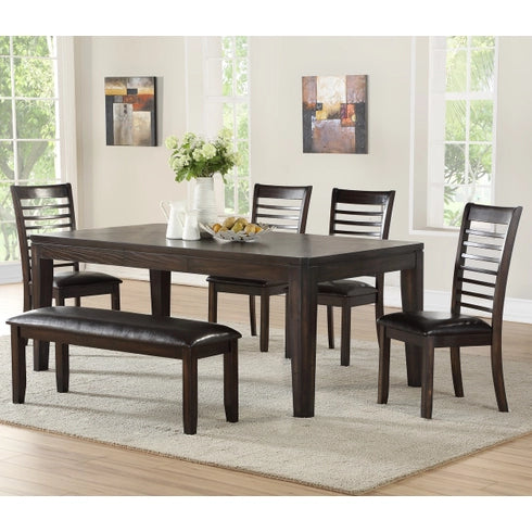 Allentown Dining Table with 4 Chairs and Bench by Steve Silver Company - Brown/Black