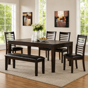 Allentown Dining Table with 4 Chairs and Bench by Steve Silver Company - Brown/Black