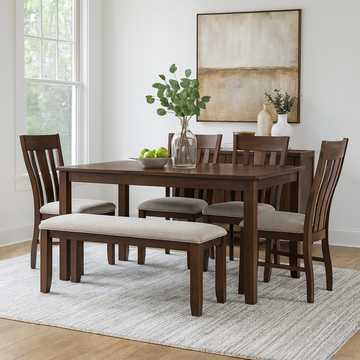 Landry (6-Piece) Dining Table Set by Linon Home Decor - Brown/Beige