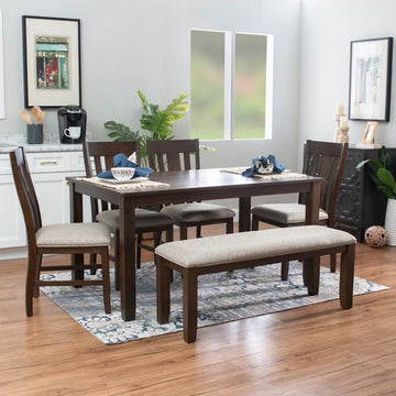 Landry (6-Piece) Dining Table Set by Linon Home Decor - Brown/Beige