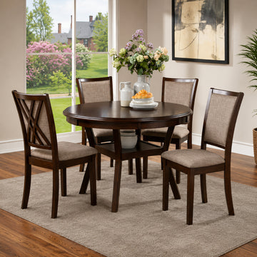 Carmel (5-Piece) Dining Table Set by Linon Home Decor - Brown/Beige