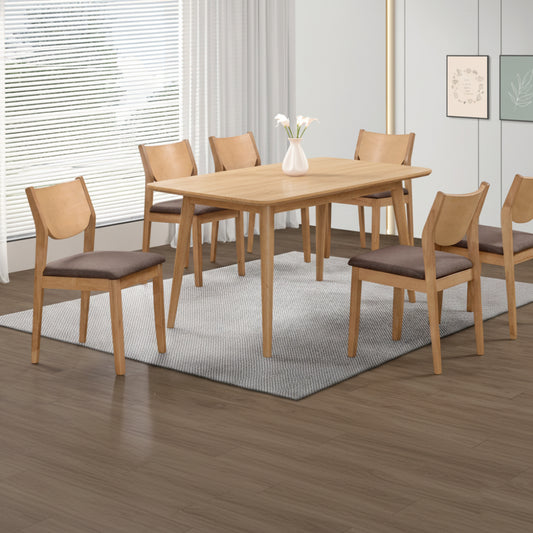 Opus Dining Table with 6 Ellie Chairs by Homelegance - Brown
