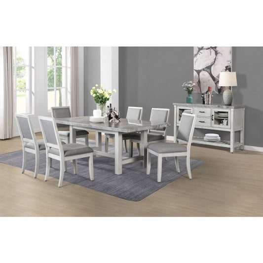 Canova Marble Top Dining Table with 6 Chairs by Steve Silver Company - Gray