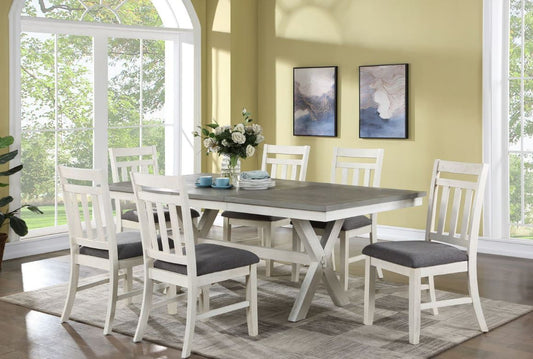 Best Home - Lido Bay 7 Piece Dining Set - 2 Tone White/Grey