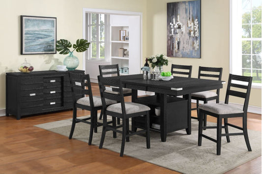 Palmero 7 Piece Pub Height Dining Set - Black