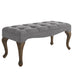 Loire Washed Gray Upholstered Cabriolet Bench with Curved Legs by Linon Home Décor - Curacao