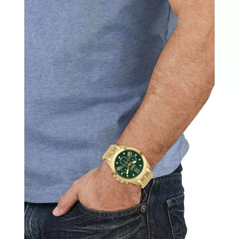 Versus Versace Chrono Lion Men's 44mm Yellow Gold Bracelet Watch - Green Dial