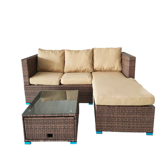 3-Piece Steel Sectional Sofa and Ottoman Set by Best Home