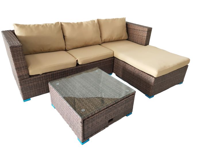 3-Piece Steel Sectional Sofa and Ottoman Set by Best Home