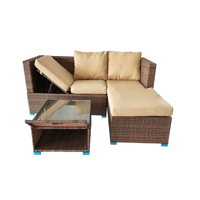 3-Piece Steel Sectional Sofa and Ottoman Set by Best Home