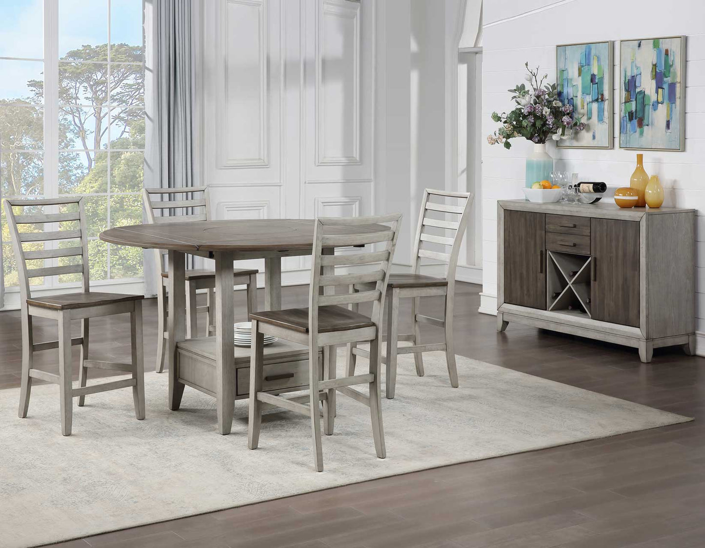 Abacus 5-Piece Counter Height Drop-Leaf Dining Set