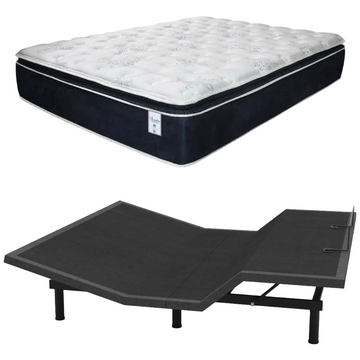 Bundle: Aquarius Wireless Adjustable Bed Base by Logic Data + SilverRest Amelia 12" Pillow Top Mattress