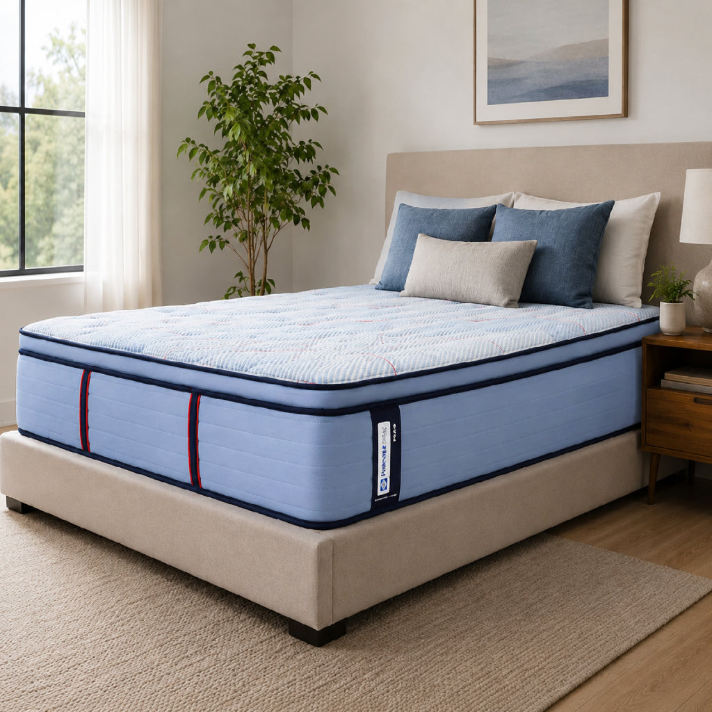 Sealy Posturepedic Plus Plainfield 15" Firm Euro Pillow Top Mattress - Blue