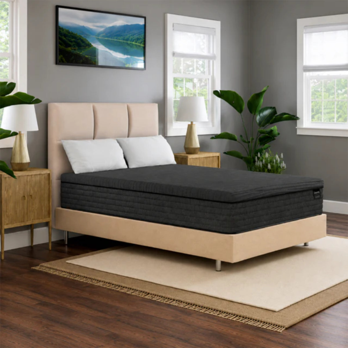 Diamond Mattress Shadow 12" Hybrid Cooling Firm Mattress - Gray/Black