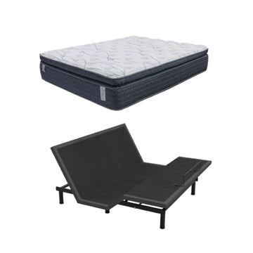 Bundle: Aquarius Wireless Queen Adjustable Base by Logic Data - Black + Comfort Bedding Italia 3 12" Firm Mattress - Black/White