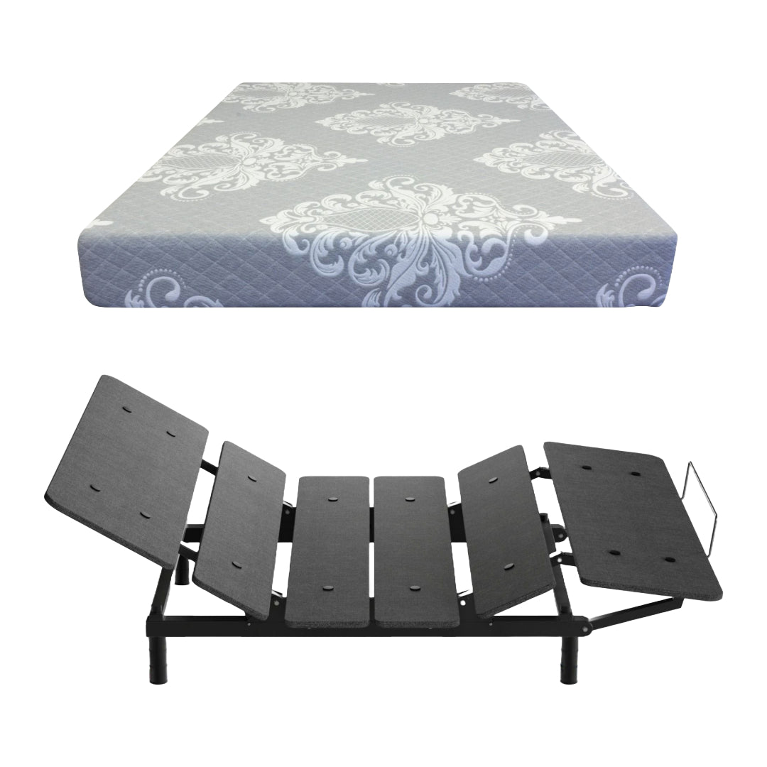 Bundle: COSMO Sydney Adjustable Queen Bed by LogicData + SilverRest Topaz Plush Queen Size Mattress