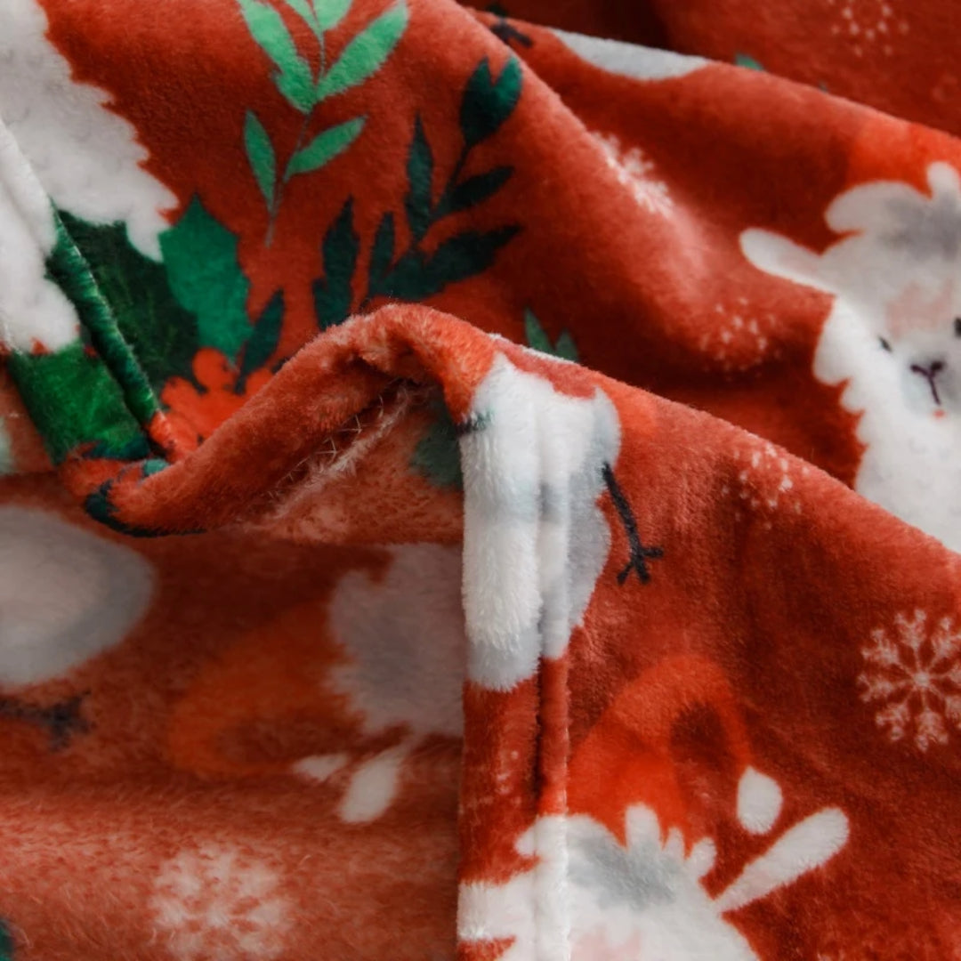 Ultra Soft Oversized Plush Holiday Throw Blanket - Red Santa Llama