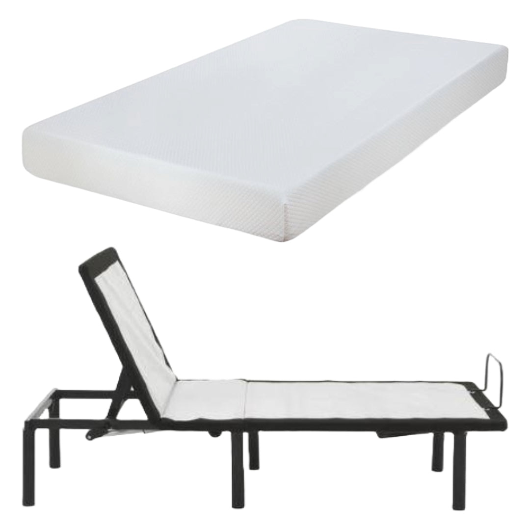 Bundle: Suave I Head-Up Adjustable Base - Queen + Furniture of America Coreopsis 8" Queen Memory Foam Mattress