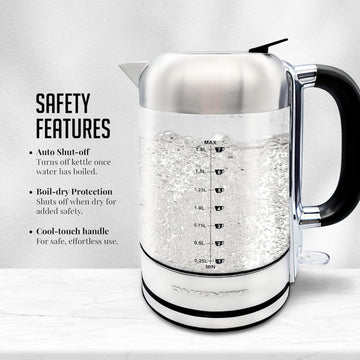 Ovente KG71S 1500W Electric Kettle with Boil Dry Protection - Silver