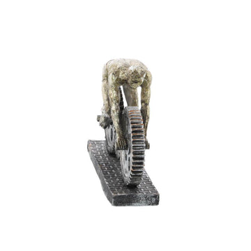 UMA Enterprises Industrial 8" Polystone People Sculpture with Bike - Silver