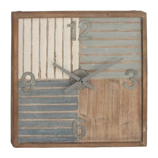Reloj de pared cuadrado de madera de 24" x 24" de UMA Enterprises Farmhouse, color marrón