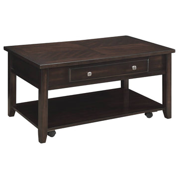 Bradford 40" Rectangular Coffee Table with Drawer by Coaster Furniture - Brown