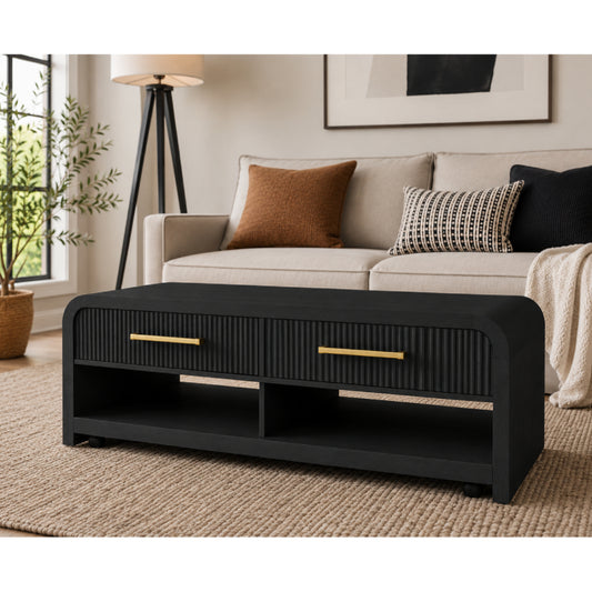 Woodridge 48" Coffee Table with Casters by Picket House Furnishings - Black