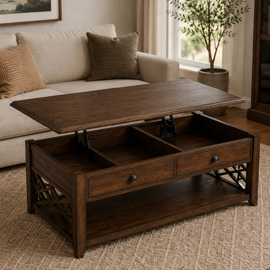 Toledo 48" Lift-Top Coffee Table by Picket House Furnishings - Brown