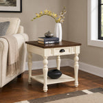 Joanna 22" End Table with Drawer and Open Shelf by Steve Silver Company - White/Brown