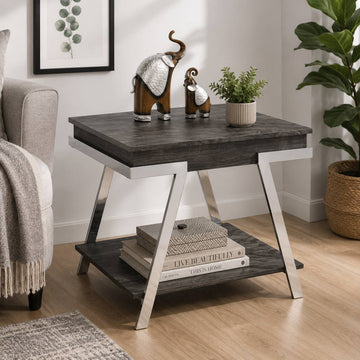 Mesa auxiliar Roma de 23" con estante abierto de Steve Silver Company - Gris