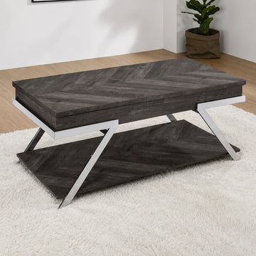 Mesa de centro Roma de 48" con tapa elevable y estante abierto de Steve Silver Company - Gris
