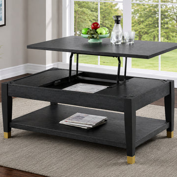Mesa de centro Yves de 48" con tapa elevable y estante abierto de Steve Silver Company - Carbón