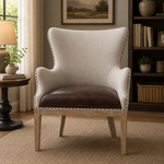 George 38.5" Wingback Accent Chair by Steve Silver Company - Distressed Oak