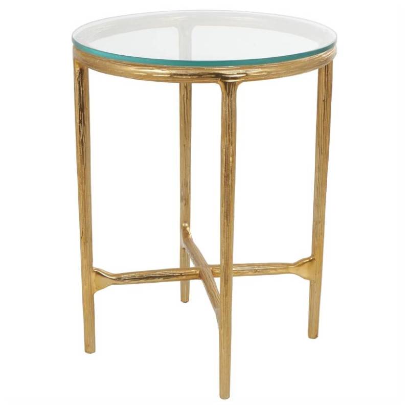 Decor Mache 23" Accent Table with Glass Tabletop