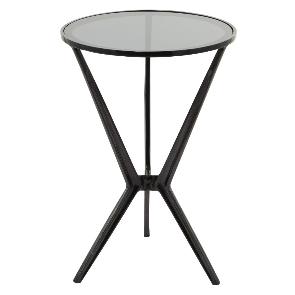 Decor Mache Modern Round Top Accent Table - Black/Clear