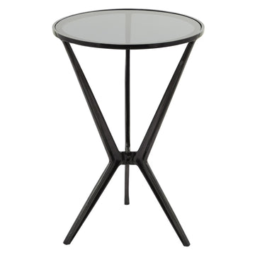 Modern Round Top Accent Table by Decor Mache - Black/Clear