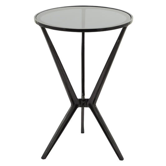 Decor Mache Modern Round Top Accent Table - Black/Clear